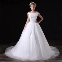 janevini elegant chapel long wedding dresses tulle boat neck beading zipper back a line white bridal gowns 2019 vestido de novia