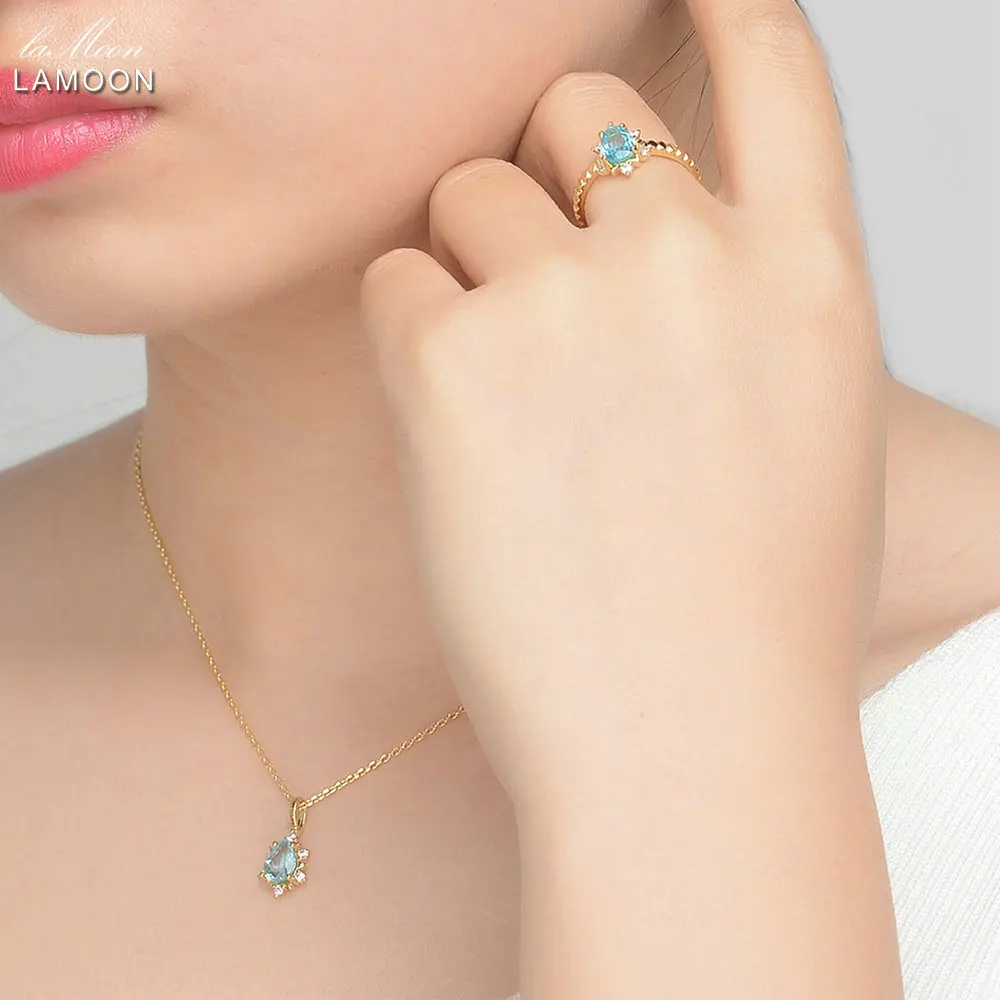Ювелирные наборы Ламон 100% натуральный 5x7 мм 1ct Апатит драгоценный камень кольцо