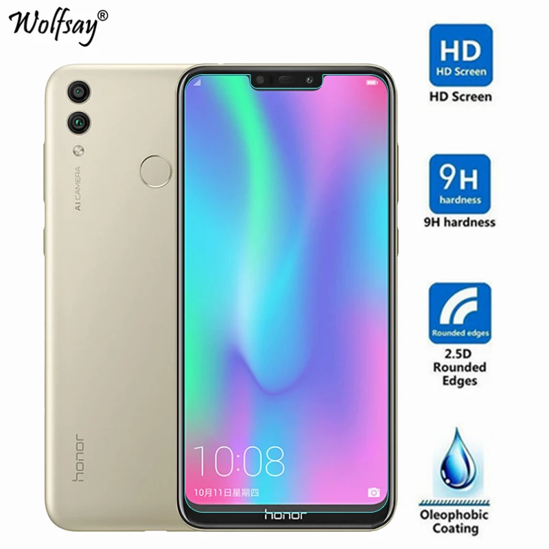 Закаленное стекло Wolfsay для huawei Honor 8C 2 шт. защитная пленка | Мобильные телефоны и