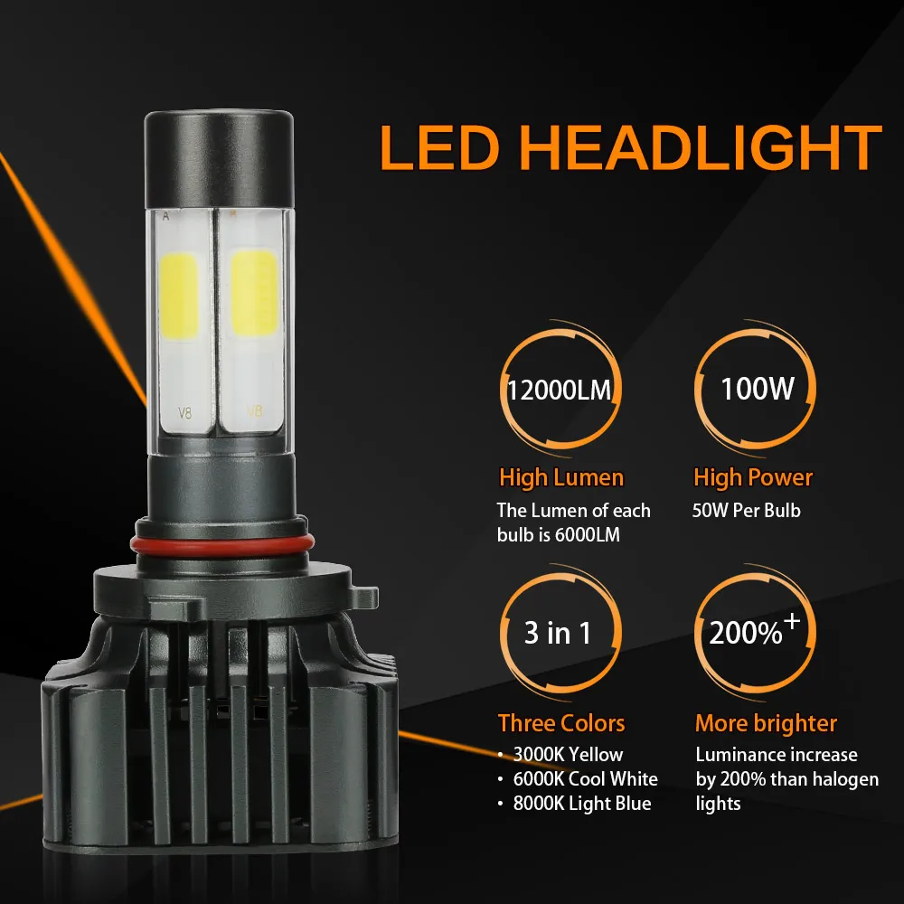 Zdatt светодиодными лампами COB HB4 9006 светодиодные фары 12V Противотуманные фары 12000Lm 100 Вт Авто Ламповые ленты для 3000 К 6000 8000 ксеноновая лампа автомобилей