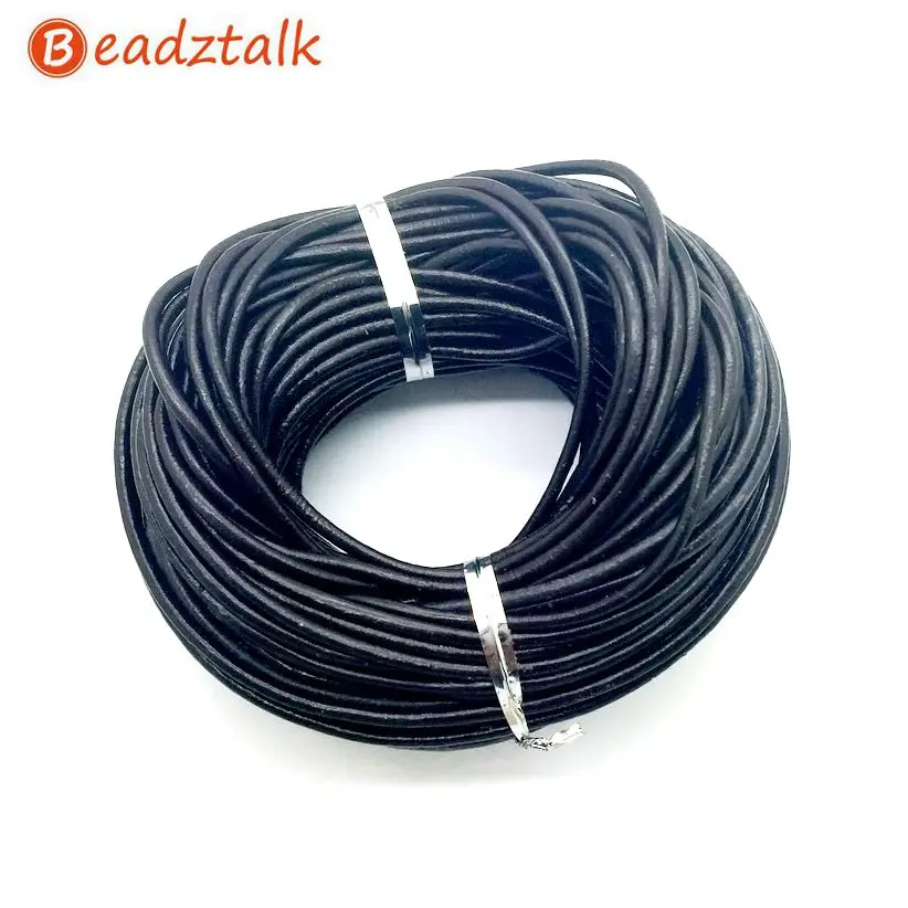 Beadztalk Природный провод из натуральной кожи 2 мм круглый темно коричневый черный