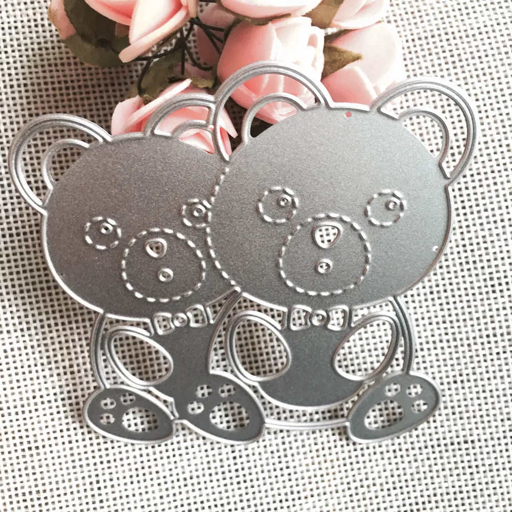 Металлические штампы с милым медведем для высечки скрапбукинга рельефная папка