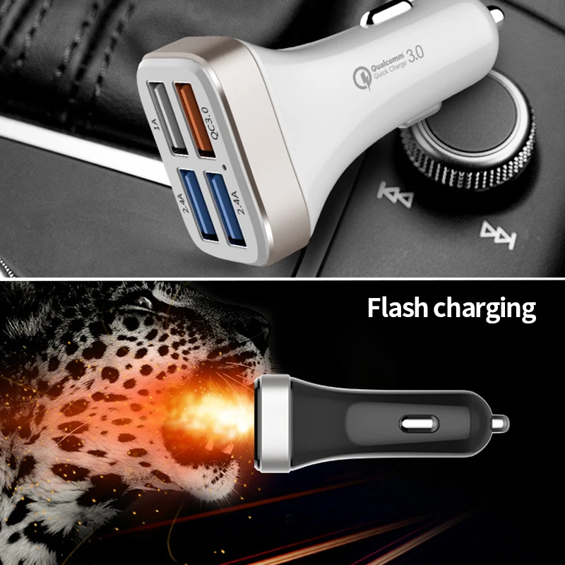 Автомобильное зарядное устройство Quick Charge 3 0 с 4 USB портами и адаптером для