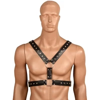 black men sexy lingerie night leather adjustable body chest harness bondage costume shoulder armors buckles cosplay adult toys