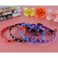 free shipping 50 pieceslot fashion printing nylon collar necklace with bell for dog pet cat