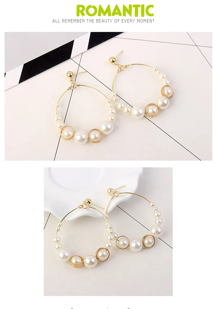 XT QU Wholesale fashion women circle earring with simulated pearl jewelry for bridal wedding free shipping | Украшения и