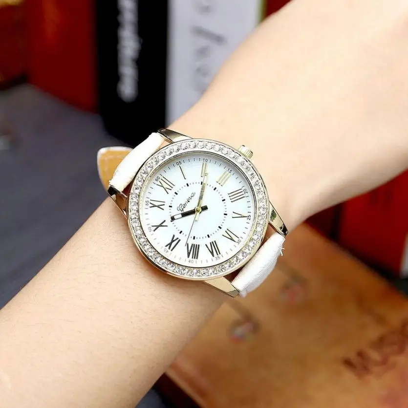 

Geneva Women Fshion Reloje Casual Exquisite Watches Female Faux Leather Quartz Analog Wrist Watch For Women Lady #D