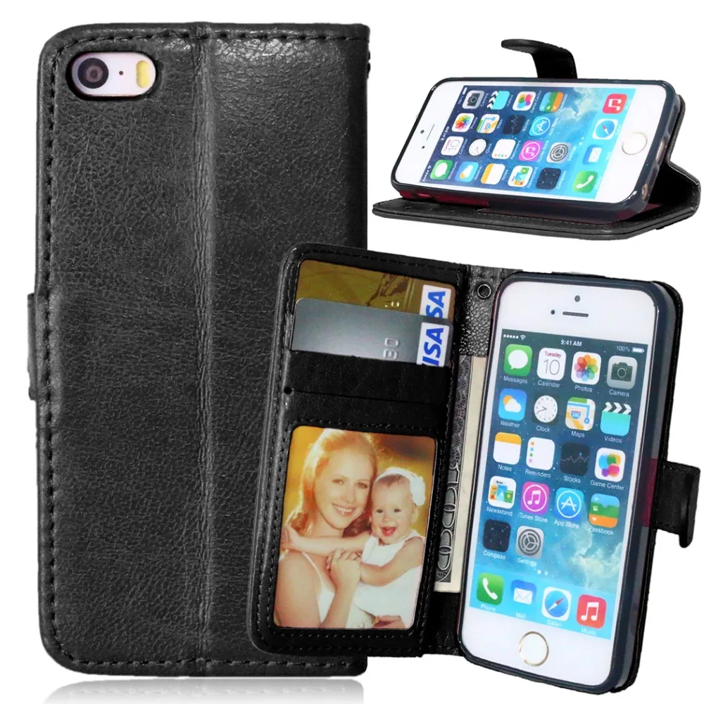 Коке Etui de protection телефон мобильный для iPhone 5 5S i5 случае кожаный чехол с карт памяти