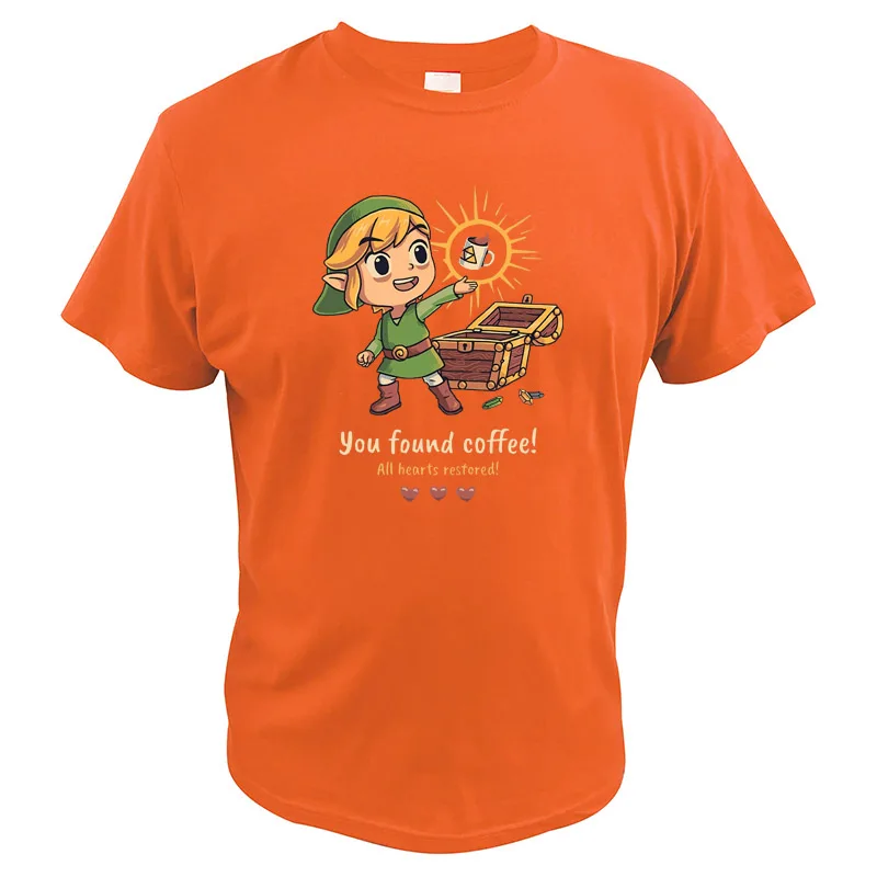 Дыхательная дикая футболка Legend Of Zelda You Find coffee All Hearts, восстанавливающая путешествие в Киндом, игровая футболка - Цвет: Оранжевый