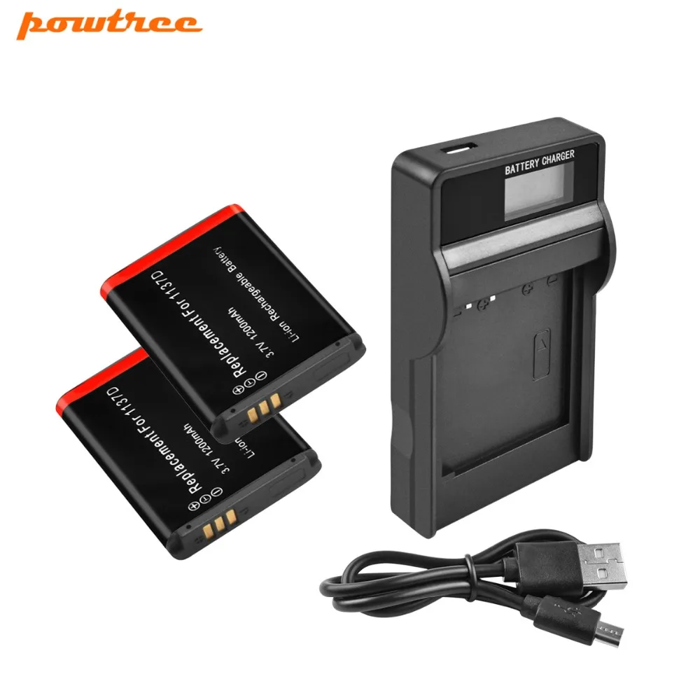 Powtree для samsung 2x3 7 V 1200 мА/ч SLB-1137D Перезаряжаемые Батарея + ЖК-дисплей Зарядное