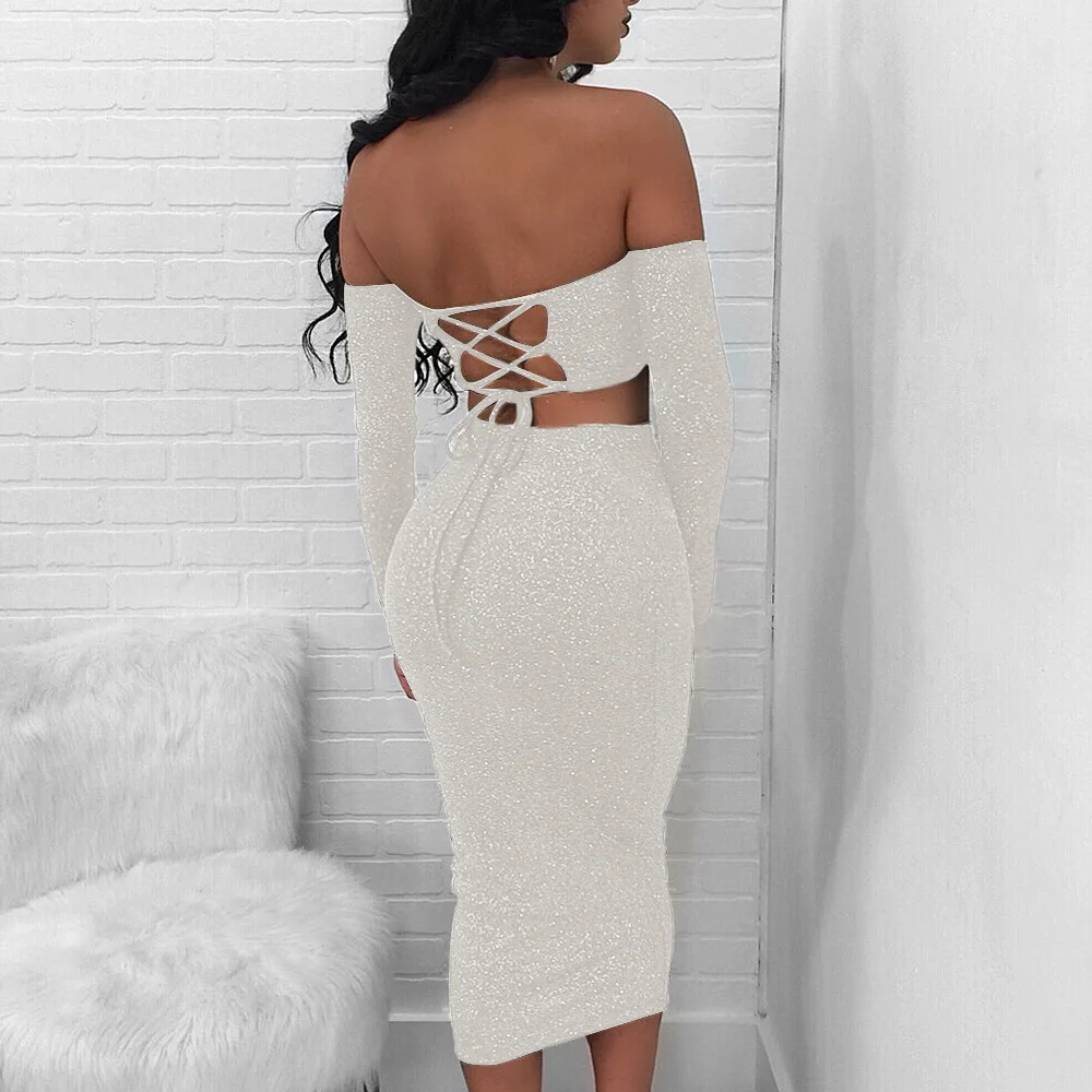 Платье для вечеринок Wixra платье без бретелек с длинным рукавом однотонное