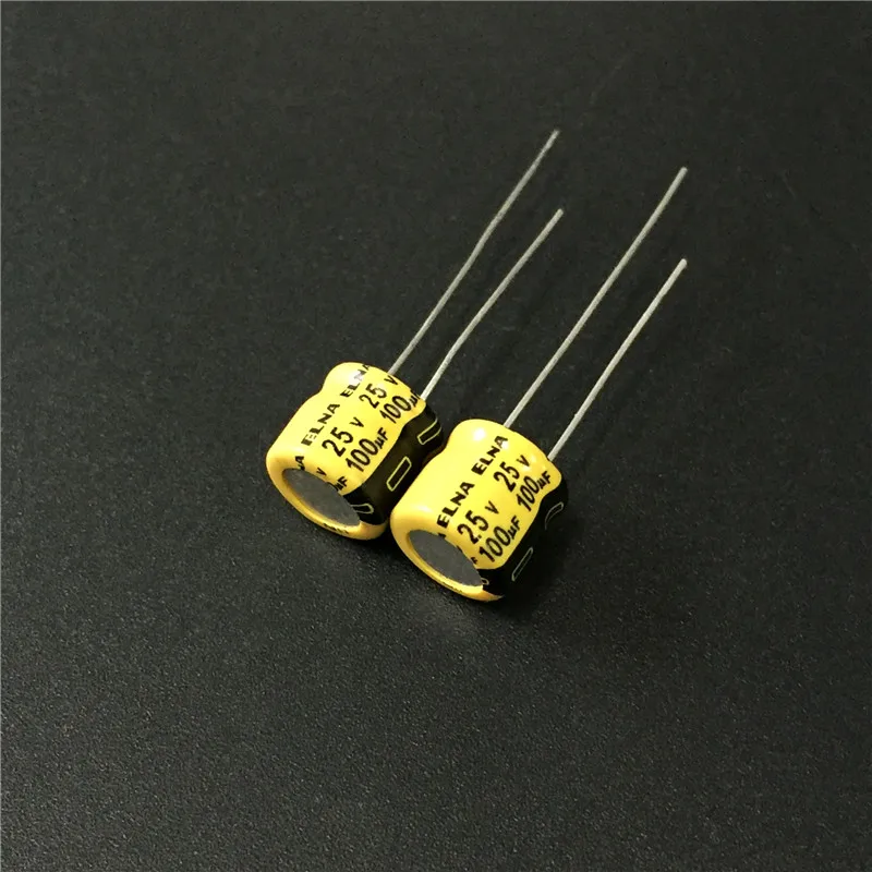 100 шт. мкФ алюминиевая крышка 25В ELNA желтого цвета 8x7 мм 25V100uF аудио конденсатор с