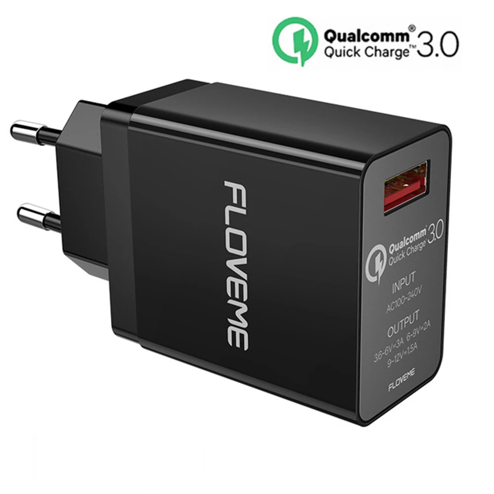 Зарядное устройство FLOVEME сетевое с USB портом и поддержкой быстрой зарядки 18
