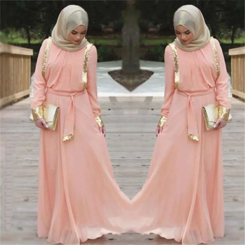 Поддельные 2 шт. турецкие мусульманские платья повседневные женские длинные