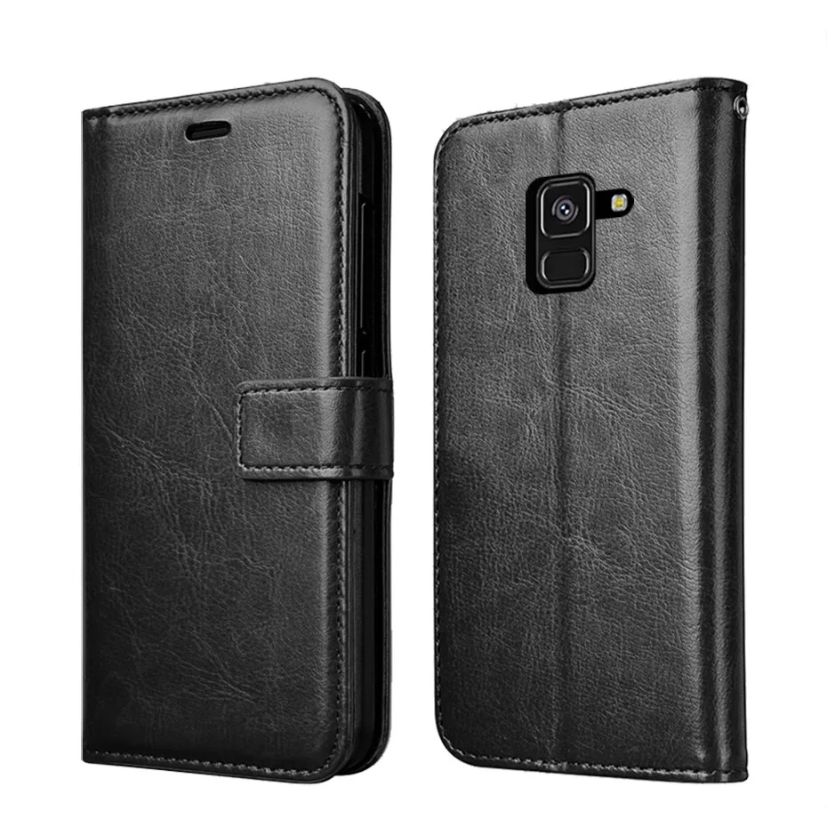 Кожаный чехол для Samsung Galaxy A8 Plus 2018 ретро кожаные чехлы + силиконовый книжка