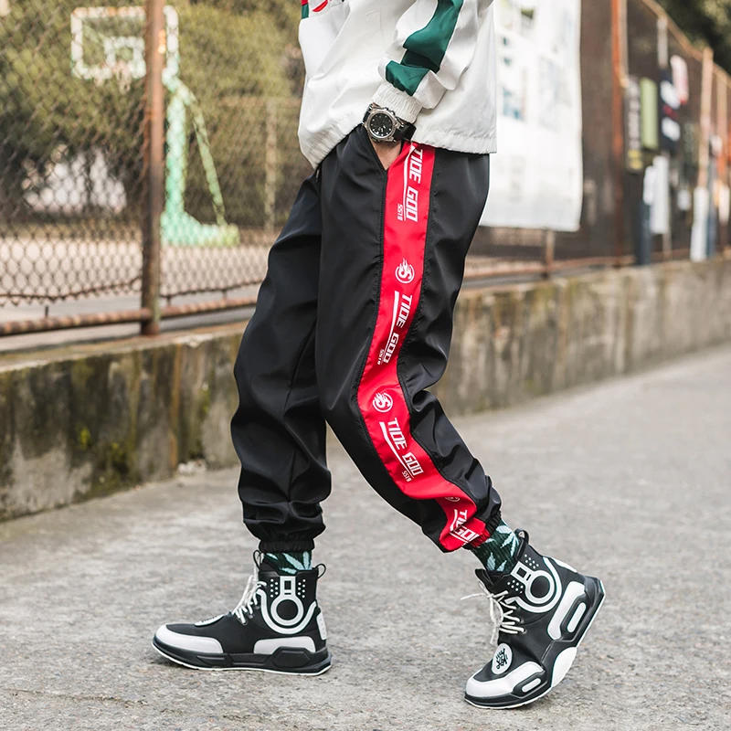 

2019 Man Fitness Streetwear JoggersHip Hop Side Striped Sweatpants Male Harajuku Casual Ankel-Length Track Pants ABZ443