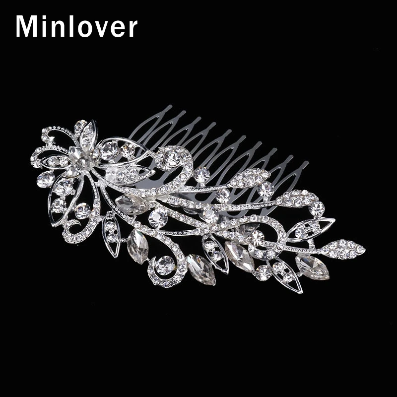 Женские свадебные расчески для волос Minlover серебристые с кристаллами бабочками