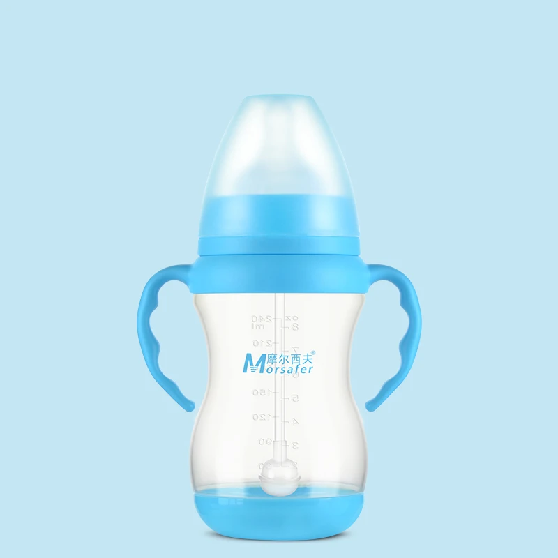 Blue 240 мл детская PP бутылка для комления молоком Mamadeira Vidro безопасный, не содержит БФА для новорожденных детей бутылочка для кормления чашка PP кормящих младенцев кормушка - Цвет: Blue