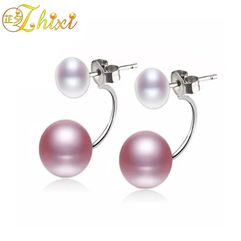ZHIXI двойные жемчужные серьги ювелирные изделия из стерлингового серебра 925 пробы