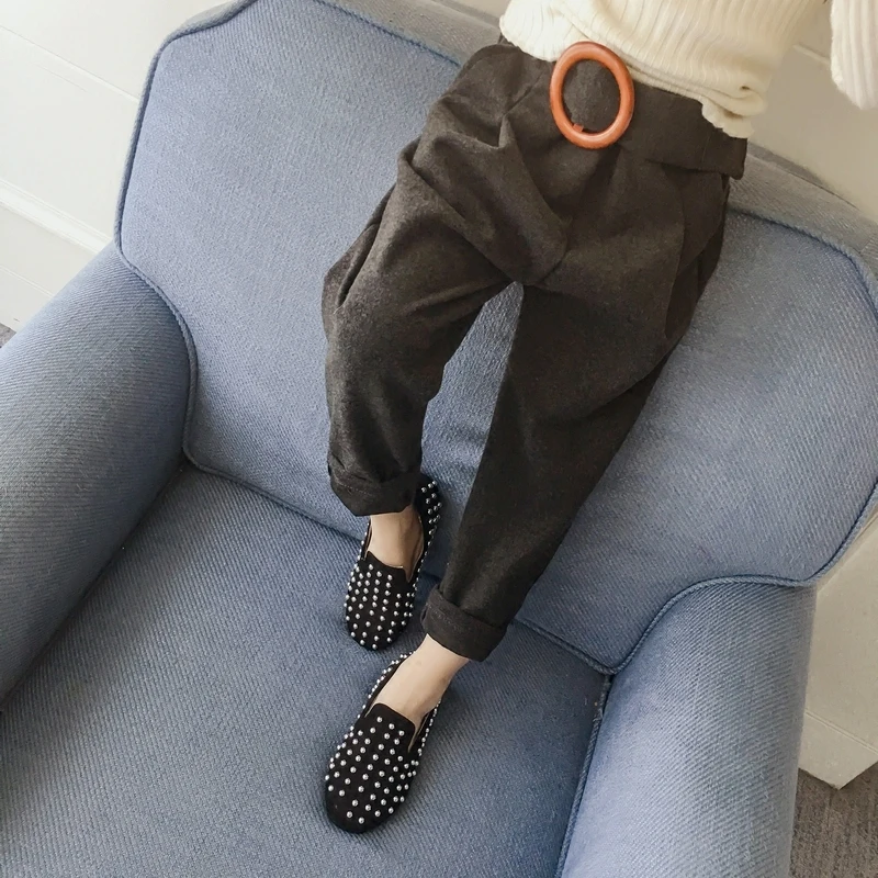 Детская одежда 2017 г. Новые корейские штаны для девочек на осень и зиму однотонные