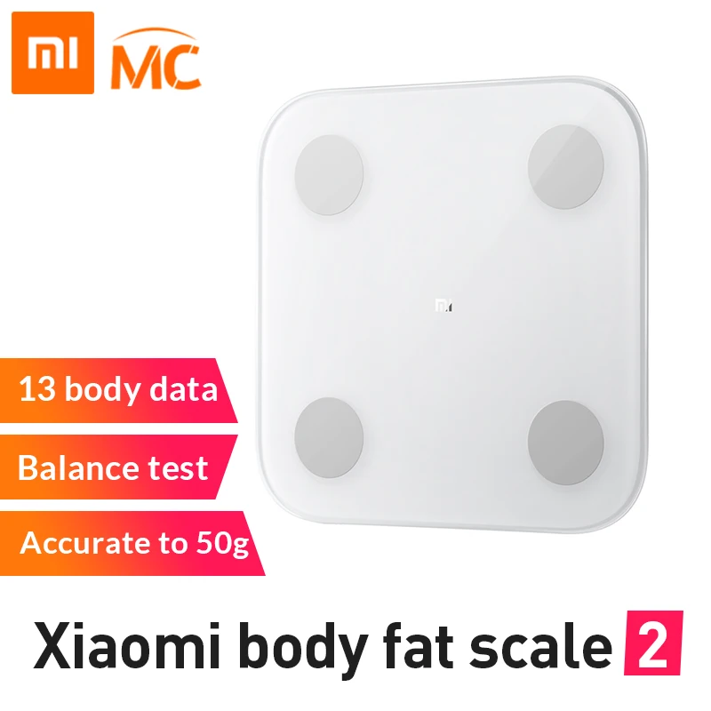 Новая Оригинальная Xiaomi mi смарт-шкала жира 2 с приложением mi fit и монитором композиции тела со скрытым светодиодный дисплеем шкала жира