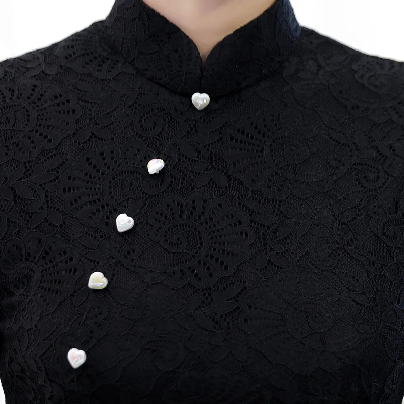 Летнее Новое кружевное платье Aodai Cheongsam элегантное женское на пуговицах ручной