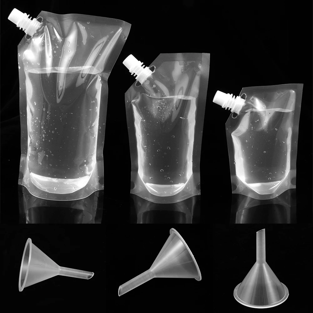 Food Grade Material Spout Pouch Travel Container Juice Stockpile Stand-up Wine Milk Coffee Liquid Flask Storage Bag With Funnel | Дом и сад