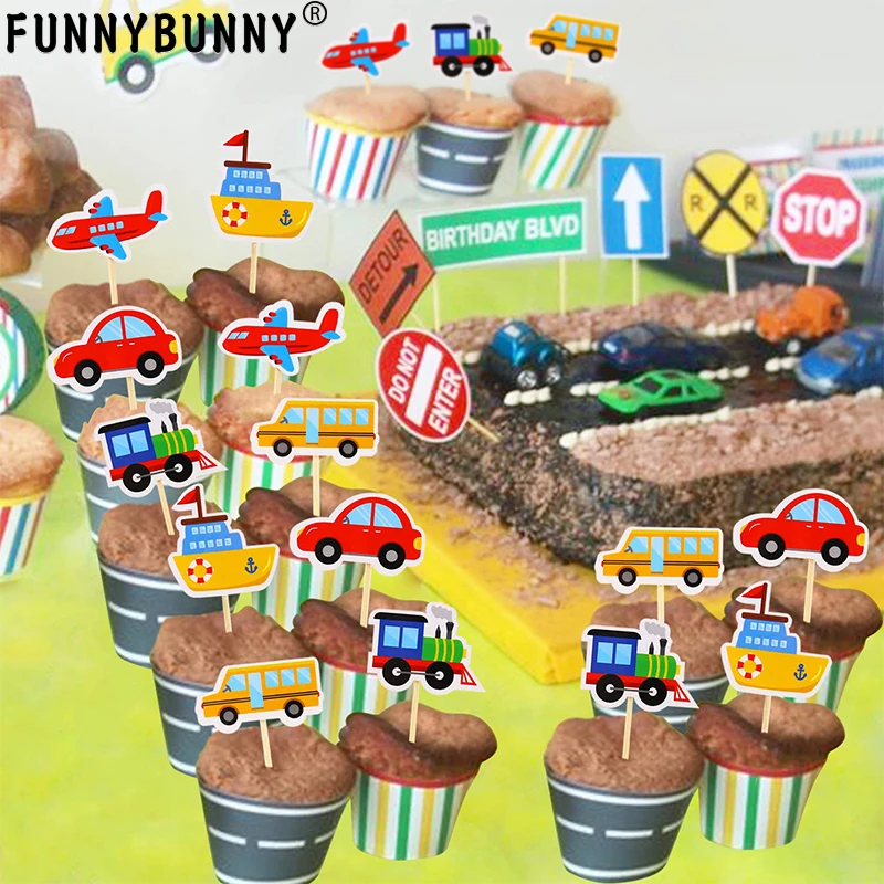 FUNNYBUNNY транспорт кекс Car автомобиль автобус Поезд Самолет корабль DIY кекс детская игрушка в ванную декор для вечеринки в честь Дня Рождения