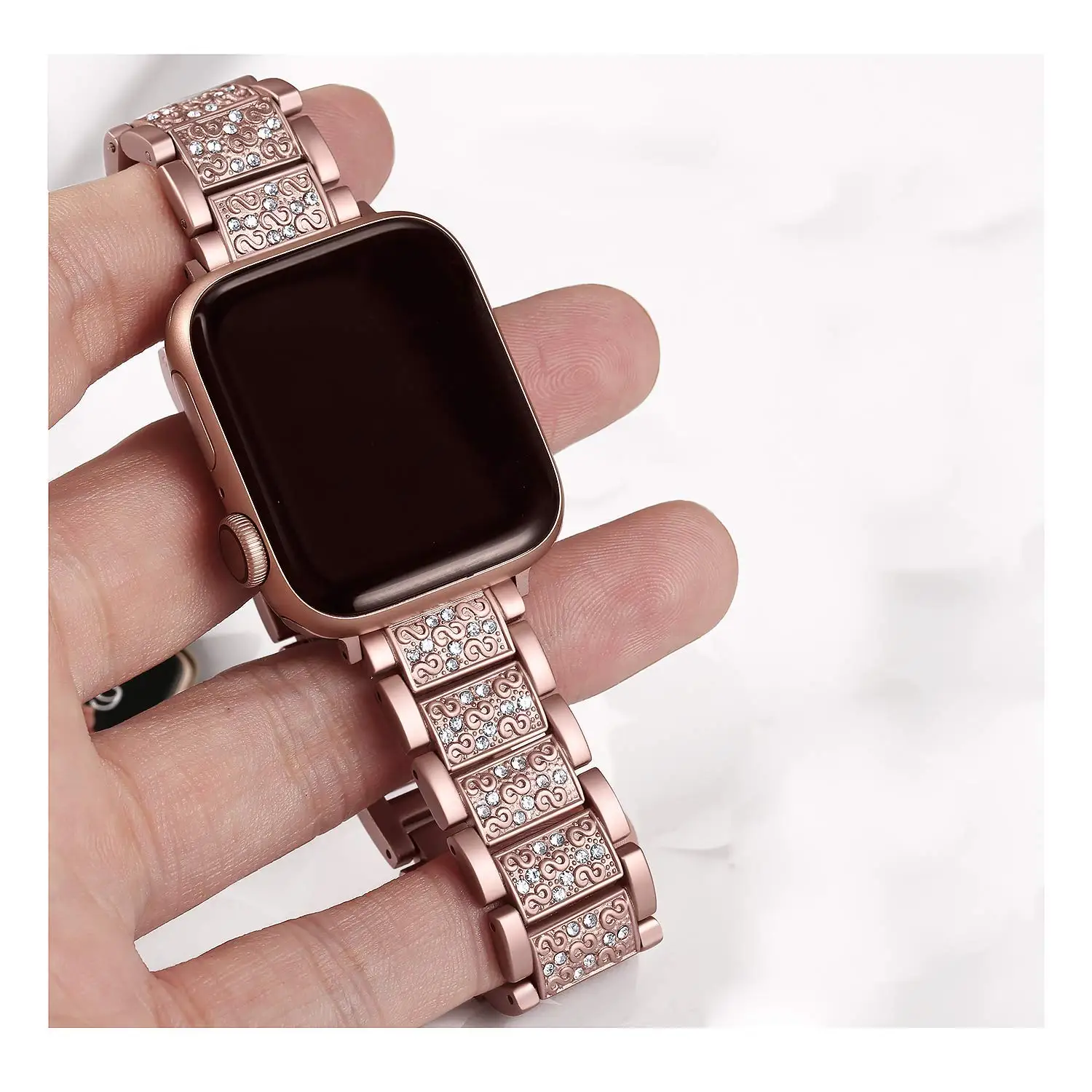 Розовое золото для Apple Watch band 40/44/42/38 мм Женский браслет с бриллиантами series 4 3 iWatch из
