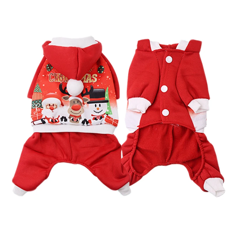 New Year Pet Dog Hooded Coat Jacket Winter Warm Clothes for Small Dogs Chihuahua Pug Costumes Christmas Puppy Clothing Overalls|Пальто и