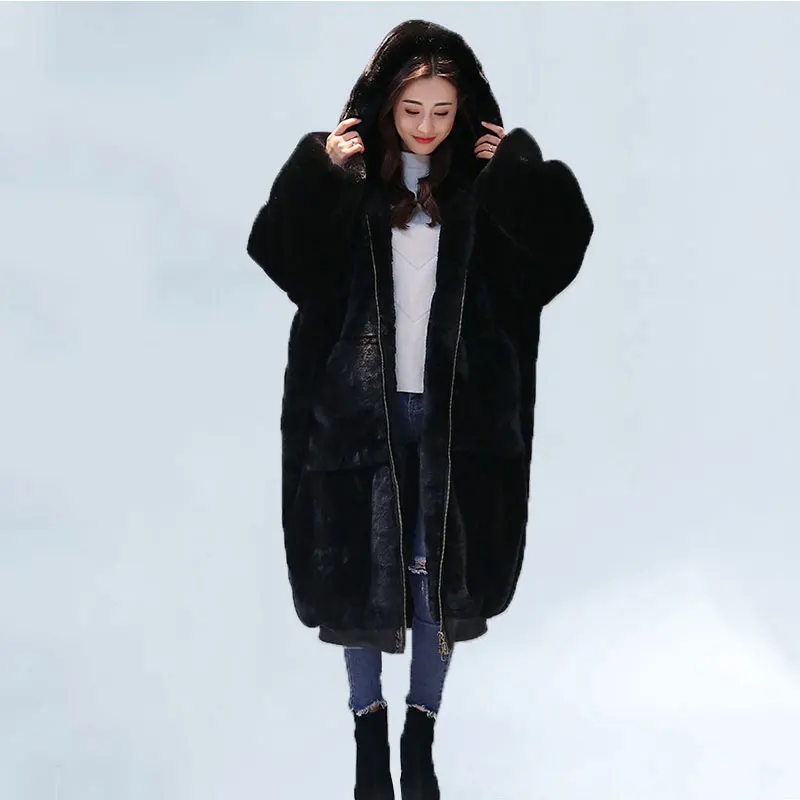 Oversized Winter Faux Fur Coat Women Parka Long Warm Faux Fur Jacket Coats Hoodies Loose Winter Coat Outwear Casaco Feminino