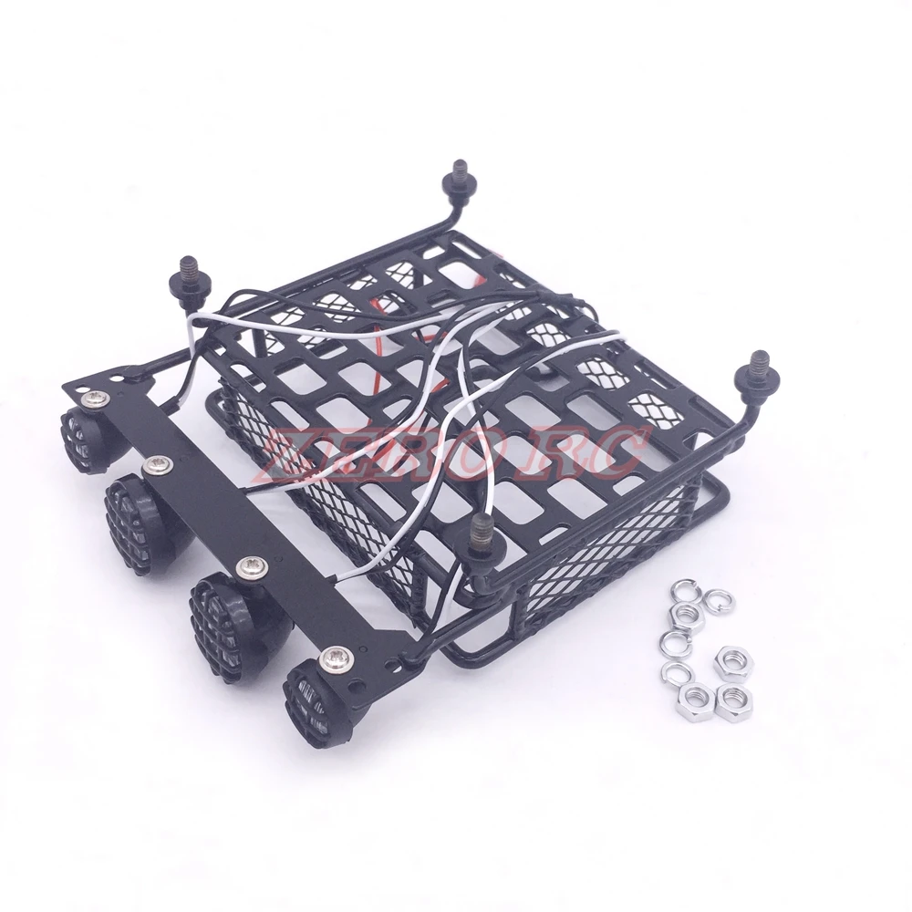 Полностью металлический багажный стеллаж на крышу с 4 белыми светодиодами черный