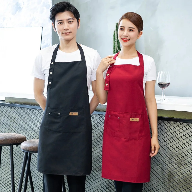 

Fashion hanging neck overalls Cooking Kitchen Apron For Woman Men Chef Waiter Cafe Shop BBQ Hairdresser Multi-functional Aprons