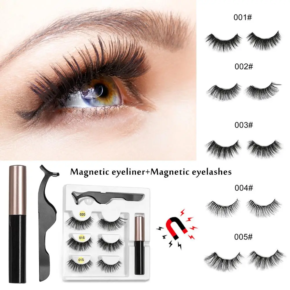 

Magnet Eyelash Magnetic Liquid Eyeliner& Magnetic False Eyelashes & Tweezer Set Waterproof Long Lasting Eyelash Extension