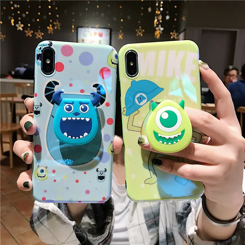 For iphone XS max Cute Monsters Case Soft Sullivan Mike cover 11 pro 7 8 plus X XR 6 6s 6sp blue ray Shell +stander |