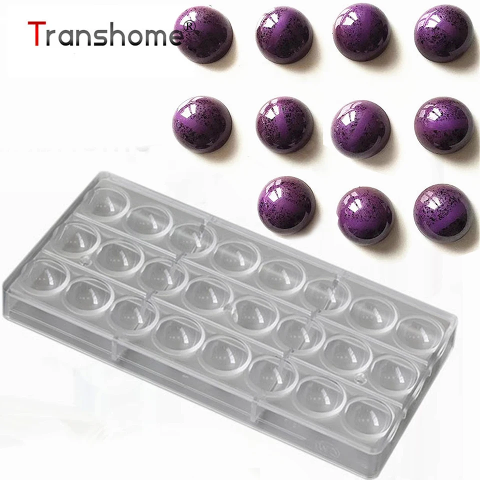 

Transhome Polycarbonate Chocolate Moulds 24 Holes Half Ball Chocolate Molds Plastic Fondant Ice Cream Cube Cake Decorating Tools