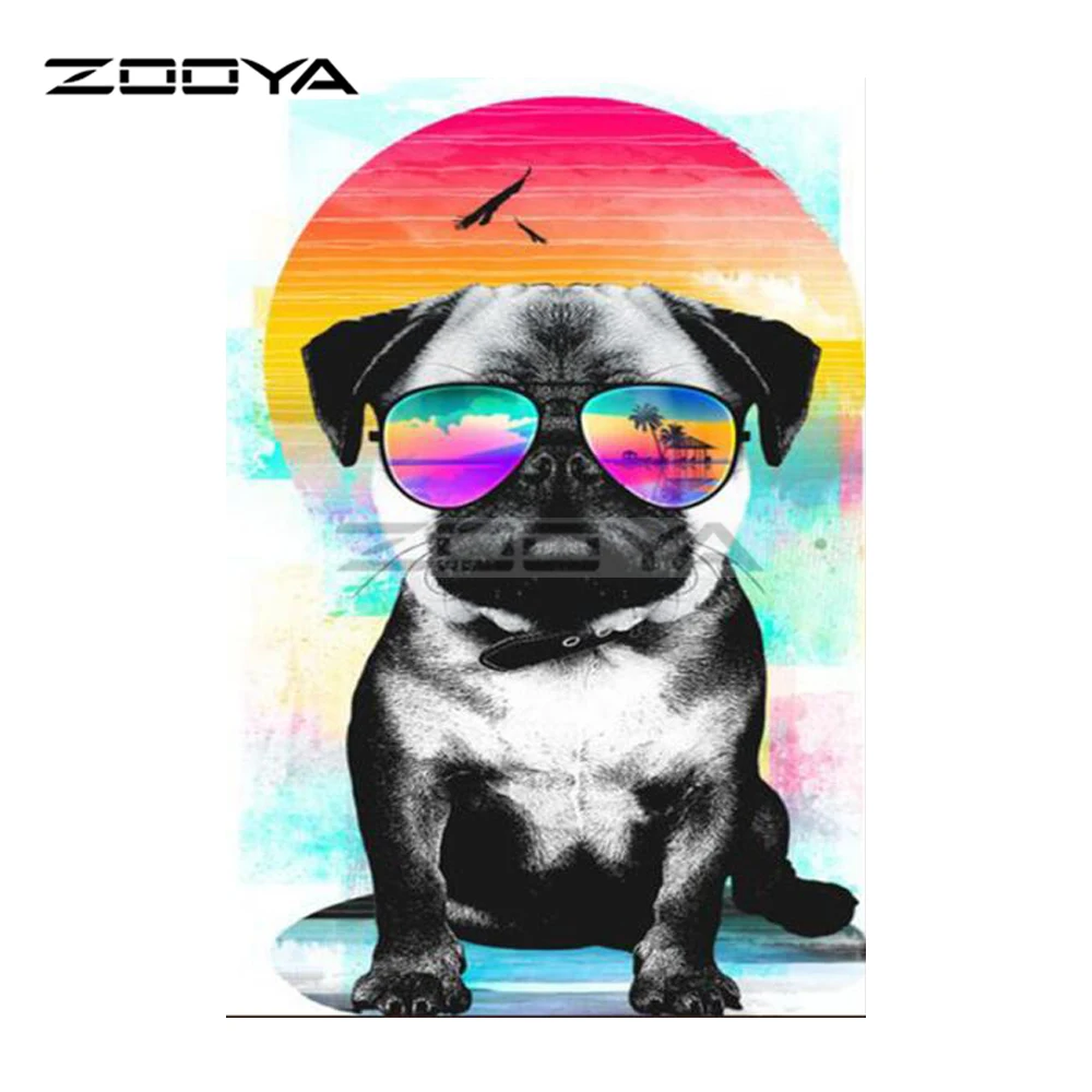 ZOOYA DIY Алмазная вышивка милая собака солнце стекло животное алмазная живопись