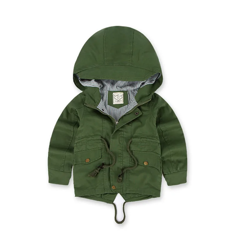 Army Green Thin Benemaker/Детские зимние уличные флисовые куртки для мальчиков; одежда с капюшоном; теплая верхняя одежда; ветровка для маленьких детей; тонкие пальто; YJ023 - Цвет: Army Green Thin