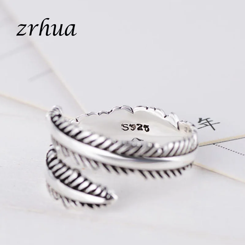 ZRHUA 2019 Brand Vintage 925 Sterling Silver Jewelry Retro Leaf Engagement Wedding Rings For Women Anillo Bijoux Wholesale Price | Украшения