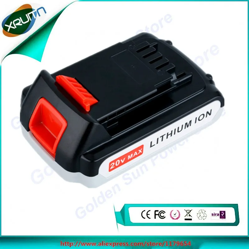 Бесплатная доставка 20В 2.0Ah литий ионный аккумулятор для Black Decker 20 вольт