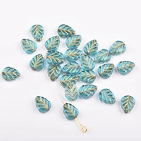 new 810mm leaf transparent glass beads ab color lampwork loose bead leaves pendant diy jewerlry making 4pcs high quality