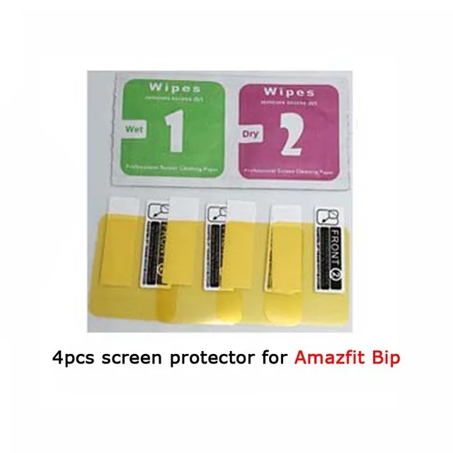 4 x soft TPU film Для Amazfit ремешок Bip мягкий силиконовый 20 мм ремешок для часов браслет для Xiaomi Huami Amazfit Bip Молодежные часы аксессуары - Цвет: 4 x soft TPU film