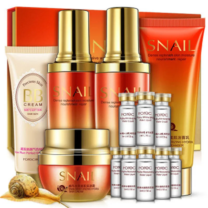 

2018 Horec Snail Hydra Beauty Muscle Box Soft Skin Gentle Cleansing Moisturizing Facial Treatment Set