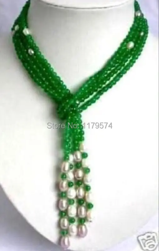 

Hot Fashion 6mm Green Chalcedony White Pearl scarf form Necklace Fashion Jewelry Making Design Gifts For Girl Women 50" W0366