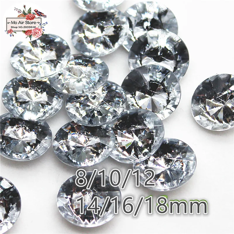 Clear Acrylic Rhinestones Stone Round Facets Point Decoration DIY Accessories craft 8/10/12/14/16/18mm no hole | Дом и сад