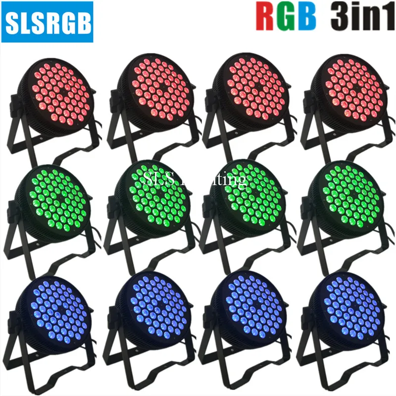

Новинка, алюминиевый плоский тонкий светильник 12 шт./лот, 54 шт. RGB 3 в 1, трехцветный светодиодный светильник для помещений tyanshine, светодиоды RGB ...