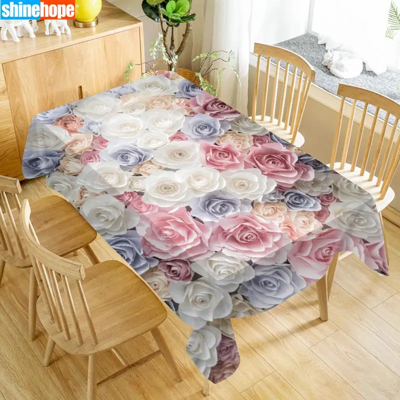 1 шт., 3D Скатерть для свадьбы, букет, скатерть для стола, розовые, красные цветы, скатерть для дня рождения, ужина, для украшения дома - Цвет: tablecloths 4