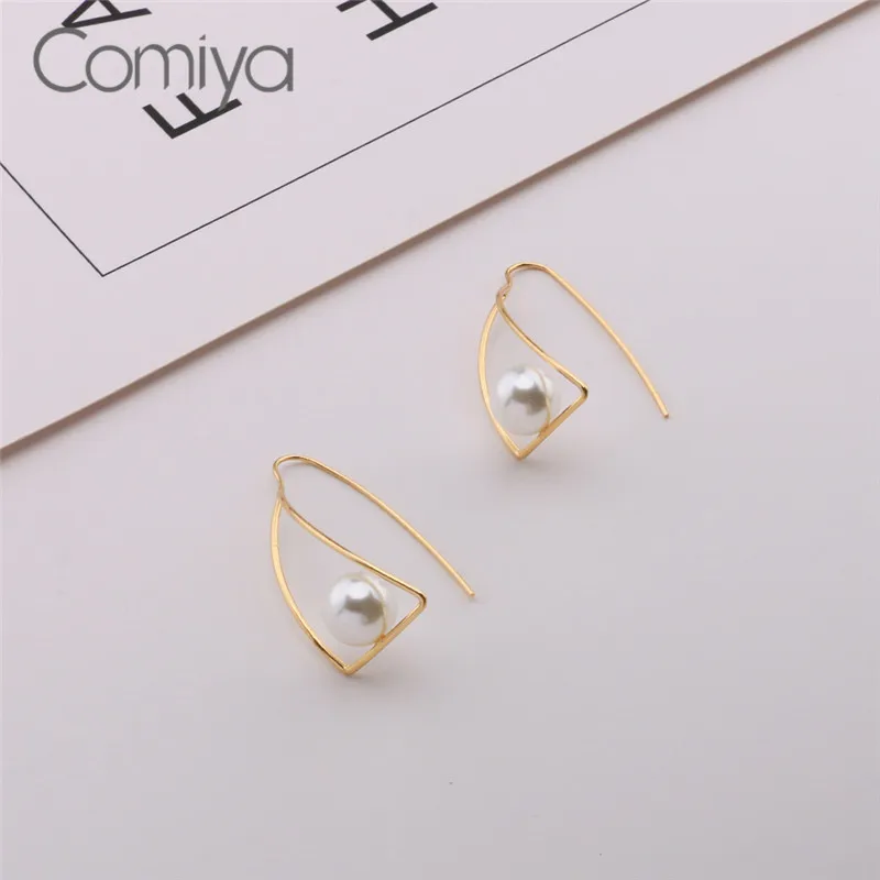Comiya, золотые серьги-капли для женщин, акриловые жемчужные ювелирные изделия, модные серьги с подвесками, подвески, серьги, крючок, Feminino Bijoux