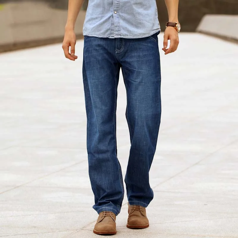 

2019 Men's Casual Autumn Denim Cotton Loose Work Long Trousers Jeans Pants men jeans pants