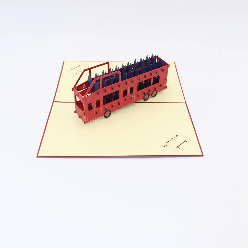 3D лазерная резка ручная работа двухэтажный автомобиль бумага приглашения